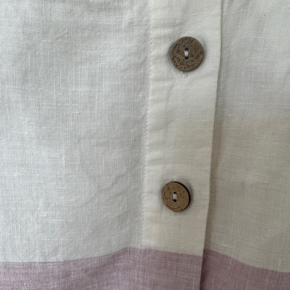 Rachel Zoe Women’s White Pink & Tan Striped 100% Linen Button Front Skirt Size S - Picture 7 of 12